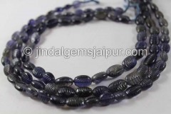 Iolite Carved Oval Shape Beads